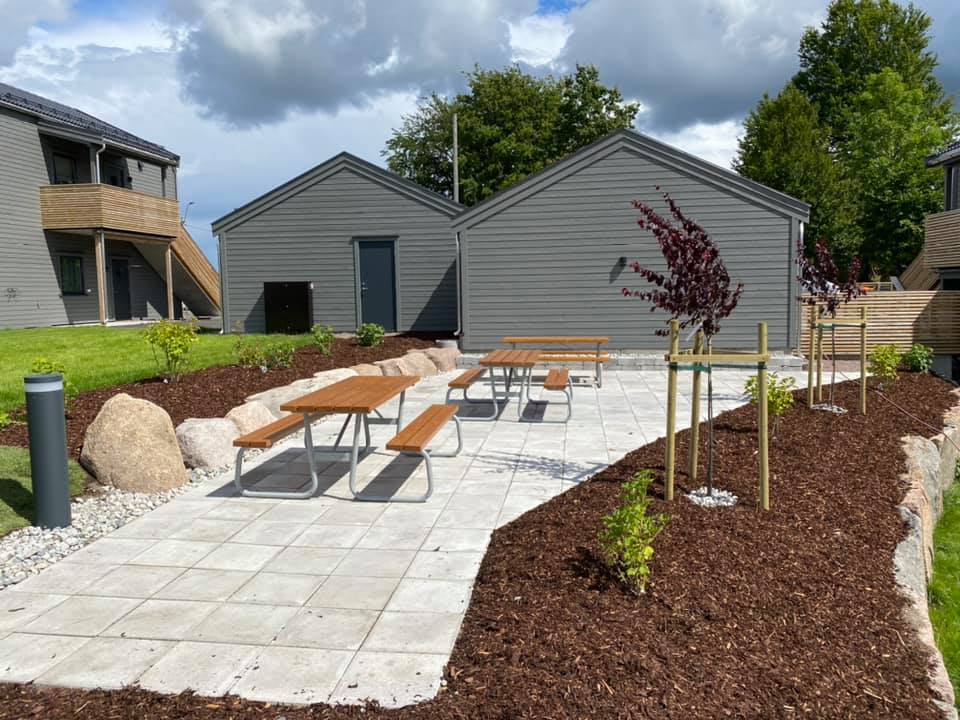 Uteområde med belegningsstein